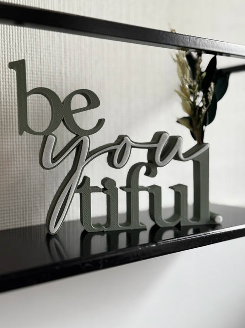 3D Printed "Beyoutiful" Boxy Lettering Sign | Freestanding Tabletop Decor & Gift