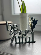 3D Printed "Beyoutiful" Boxy Lettering Sign | Freestanding Tabletop Decor & Gift