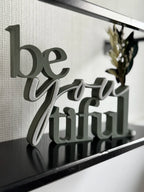 3D Printed "Beyoutiful" Boxy Lettering Sign | Freestanding Tabletop Decor & Gift
