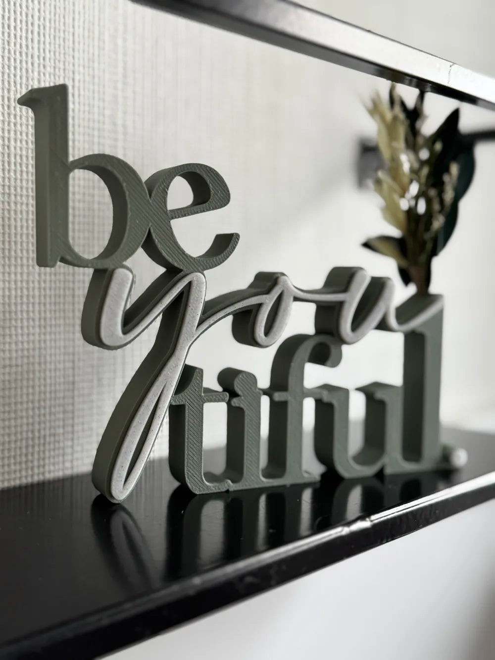 3D Printed "Beyoutiful" Boxy Lettering Sign | Freestanding Tabletop Decor & Gift