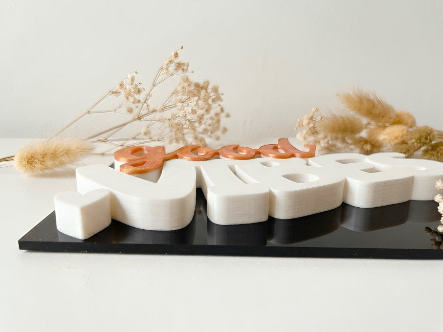 3D Printed "Good Vibes" Boxy Lettering Sign | Freestanding Tabletop & Desk Decor