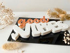 3D Printed "Good Vibes" Boxy Lettering Sign | Freestanding Tabletop & Desk Decor