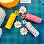 Cute Little Flower Lip Balm Holder Keychain 🌸| Customizable Daisy Charm Holder & Bag Accessory