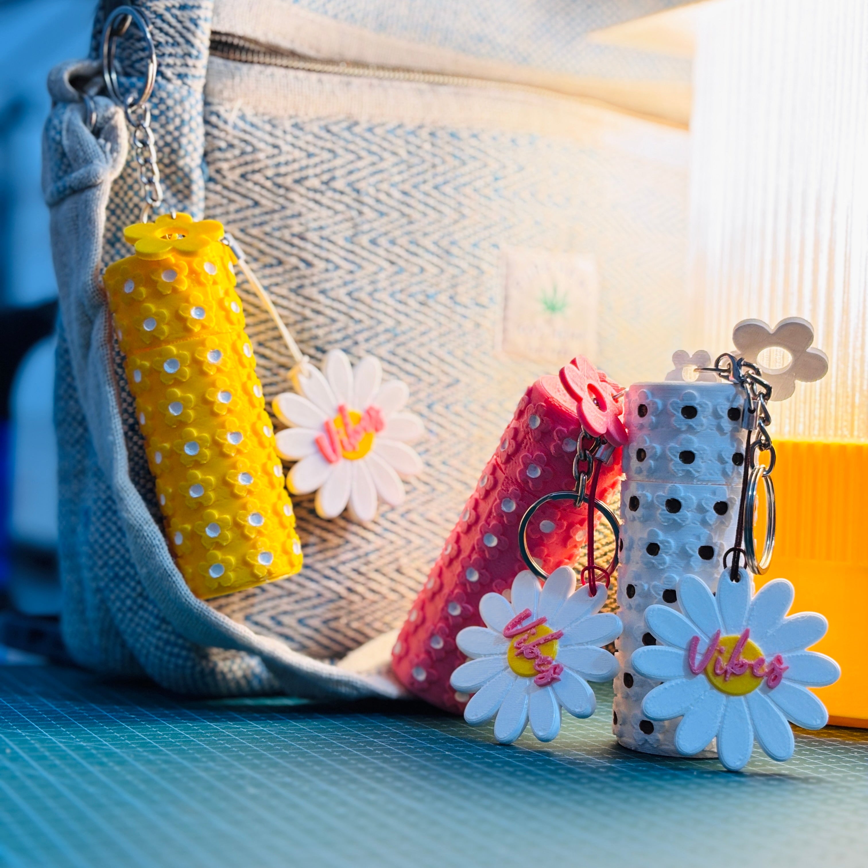 Cute Little Flower Lip Balm Holder Keychain 🌸| Customizable Daisy Charm Holder & Bag Accessory