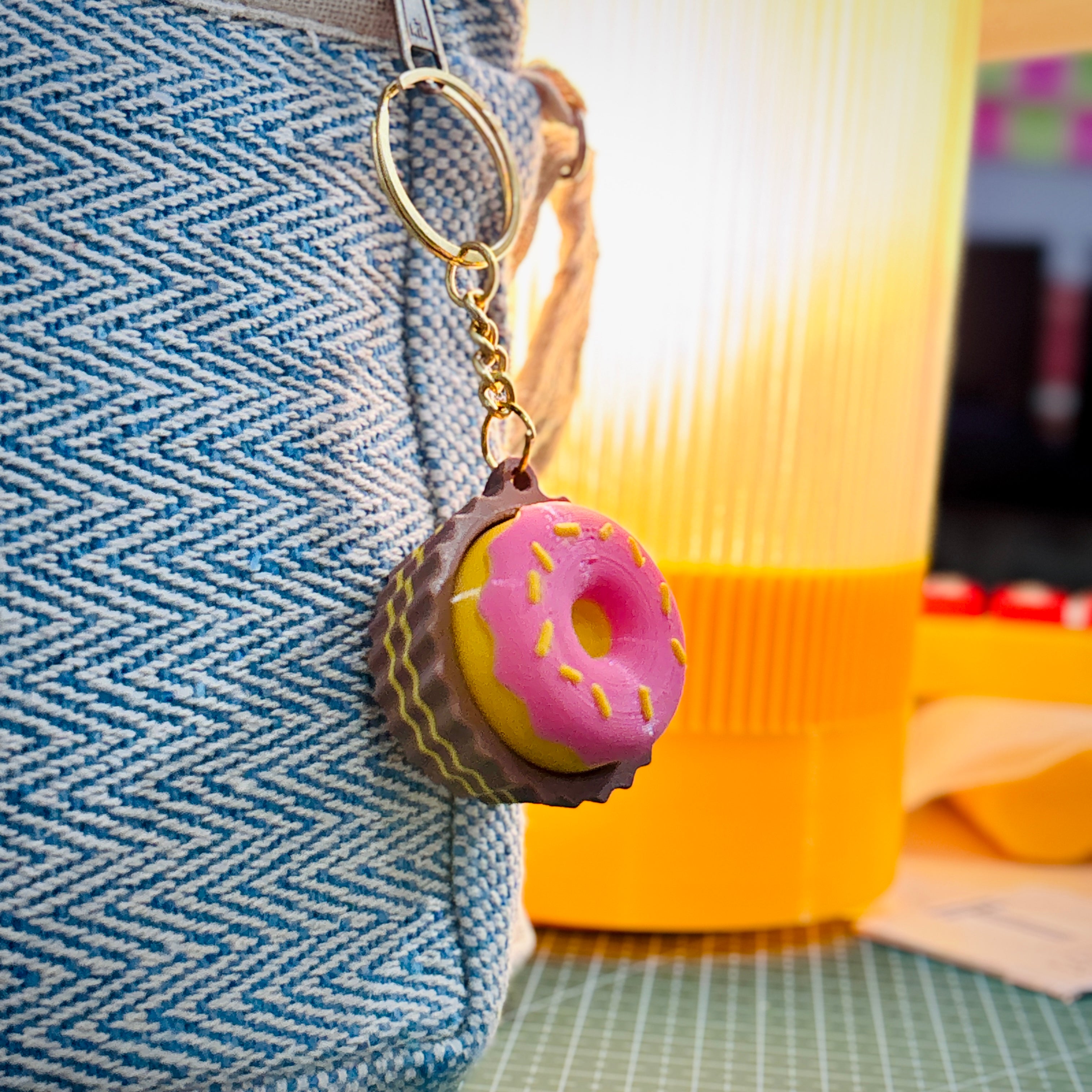 Clicky Fidget Cupcake & Donut Keychain Set (Pack of 2) + FREE Dumpling Momo Fidget Bag Tag