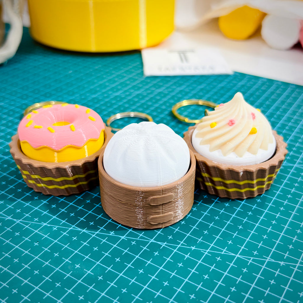 Clicky Fidget Cupcake & Donut Keychain Set (Pack of 2) + FREE Dumpling Momo Fidget Bag Tag
