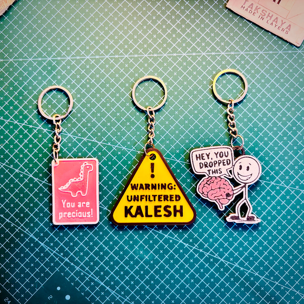 Cute Aesthetic Meme Keychain Set (Pack of 3) + FREE Mini Pouch Bag | Bag Tag Set