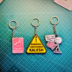 Cute Aesthetic Meme Keychain Set (Pack of 3) + FREE Mini Pouch Bag | Bag Tag Set