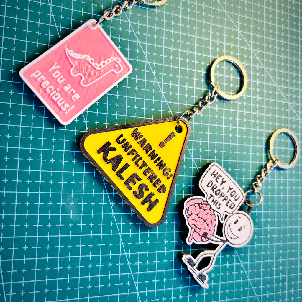 Cute Aesthetic Meme Keychain Set (Pack of 3) + FREE Mini Pouch Bag | Bag Tag Set