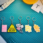 Cute Aesthetic Meme Keychain Set (Pack of 5) + FREE Mini Pouch Bag | Bag Tag Set