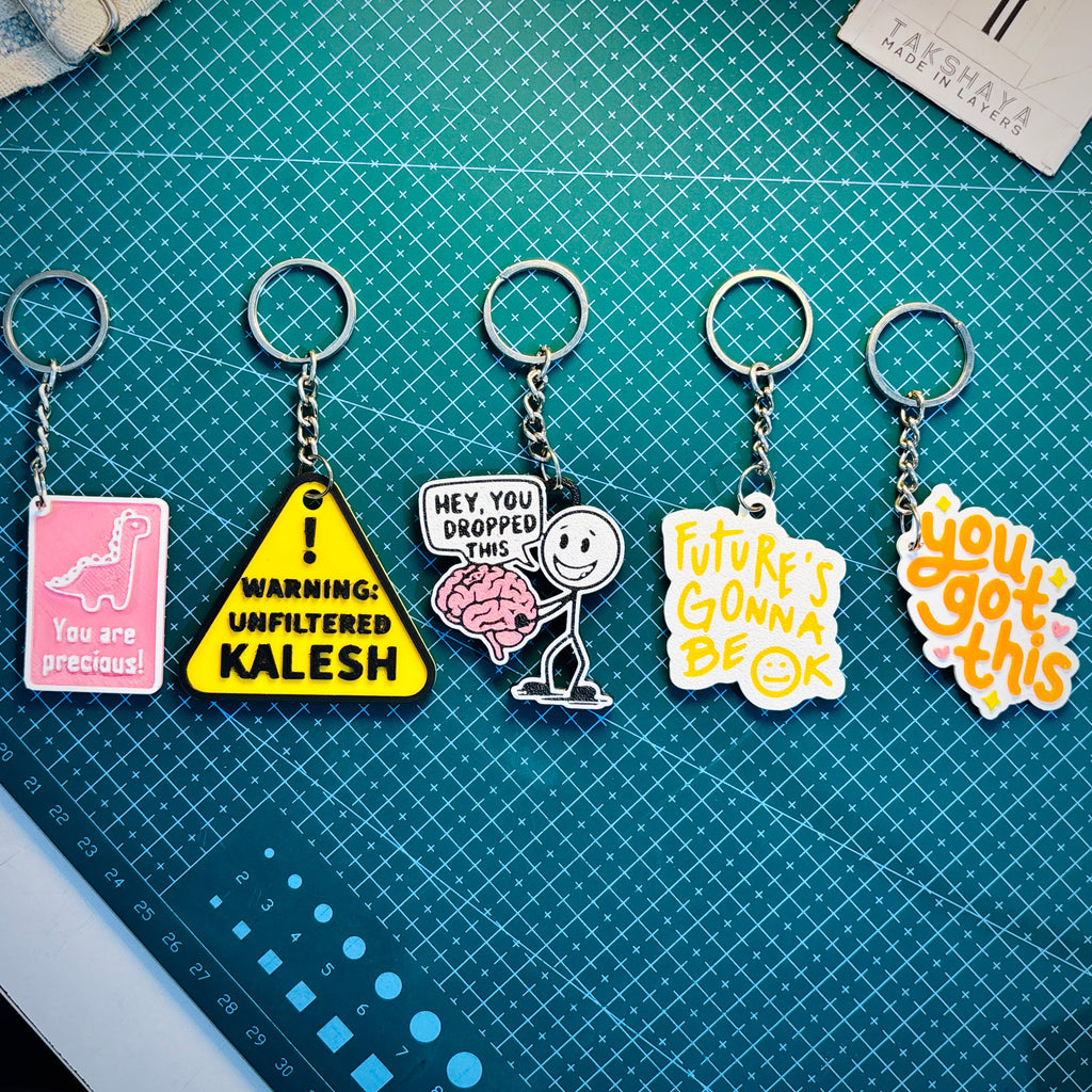 Cute Aesthetic Meme Keychain Set (Pack of 5) + FREE Mini Pouch Bag | Bag Tag Set