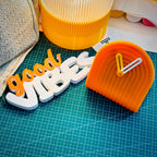 3D Printed "Good Vibes" Boxy Lettering Sign | Freestanding Tabletop & Desk Decor