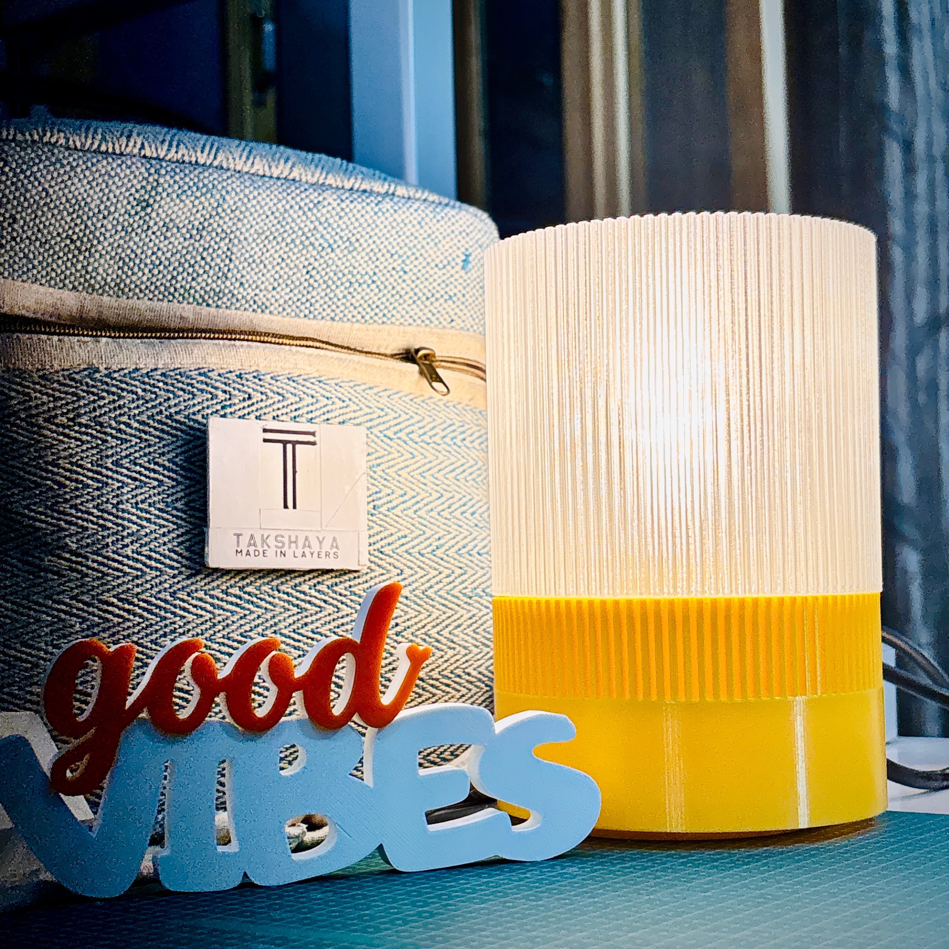3D Printed "Good Vibes" Boxy Lettering Sign | Freestanding Tabletop & Desk Decor