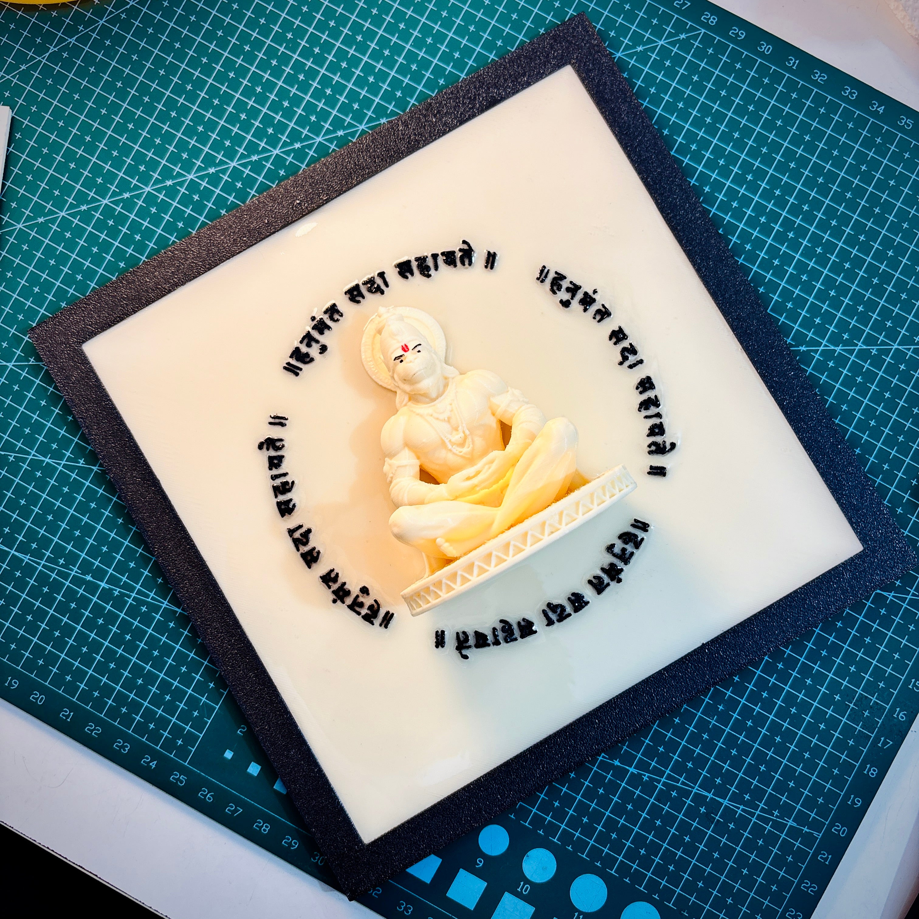 Cute Hanuman Mini Murti Wall Frame | 3D Printed & Resin Art Spiritual Wall Decor