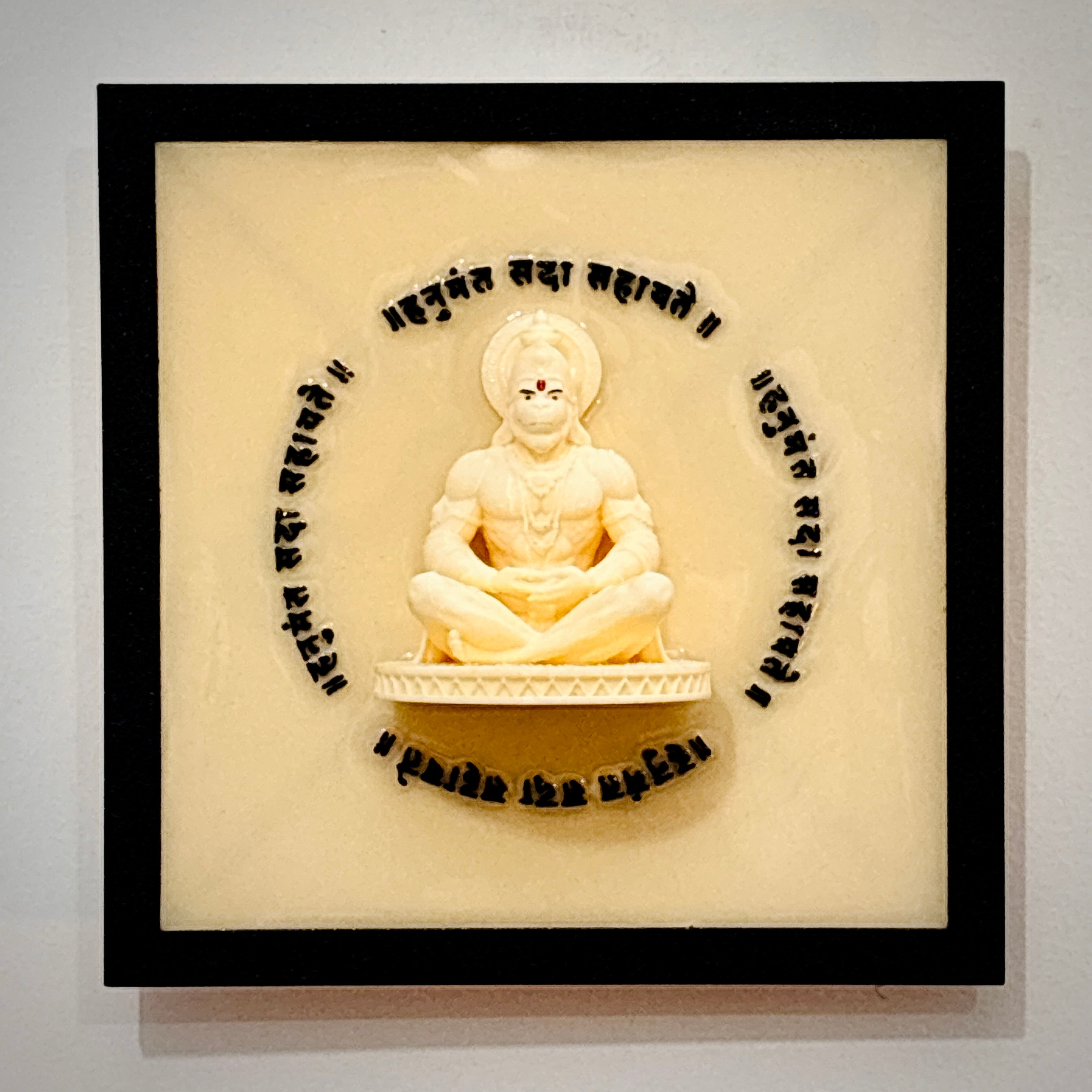 Cute Hanuman Mini Murti Wall Frame | 3D Printed & Resin Art Spiritual Wall Decor