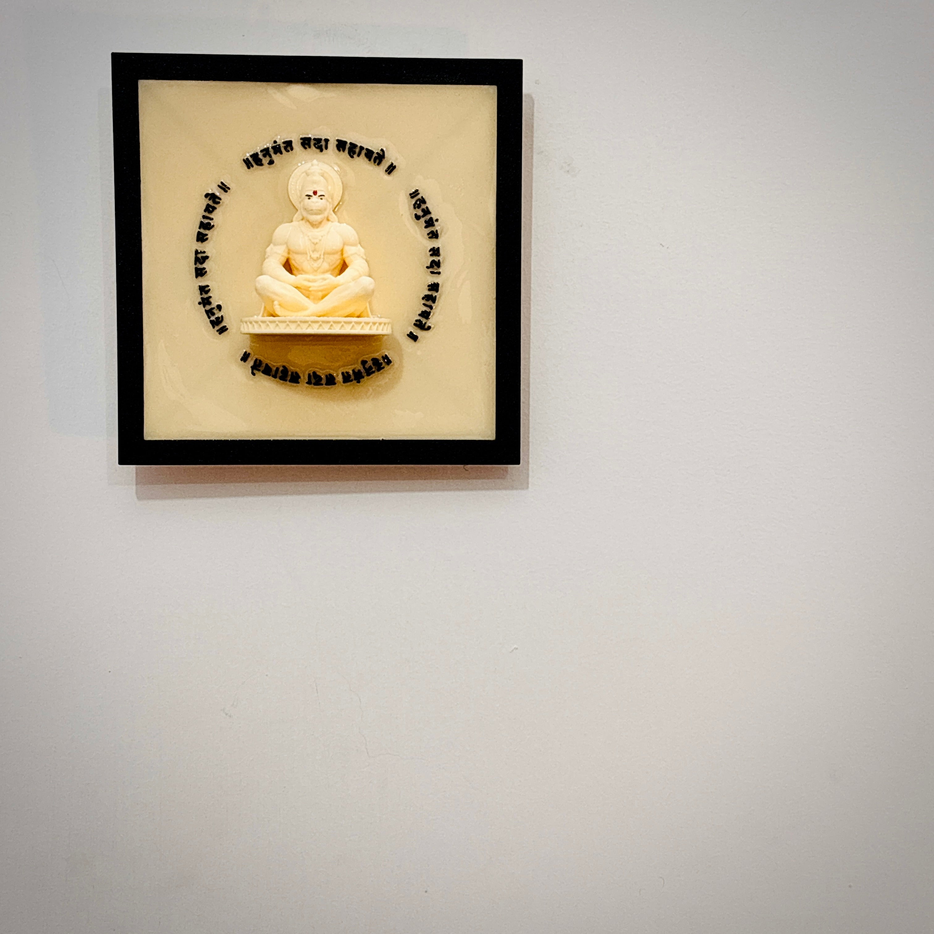 Cute Hanuman Mini Murti Wall Frame | 3D Printed & Resin Art Spiritual Wall Decor