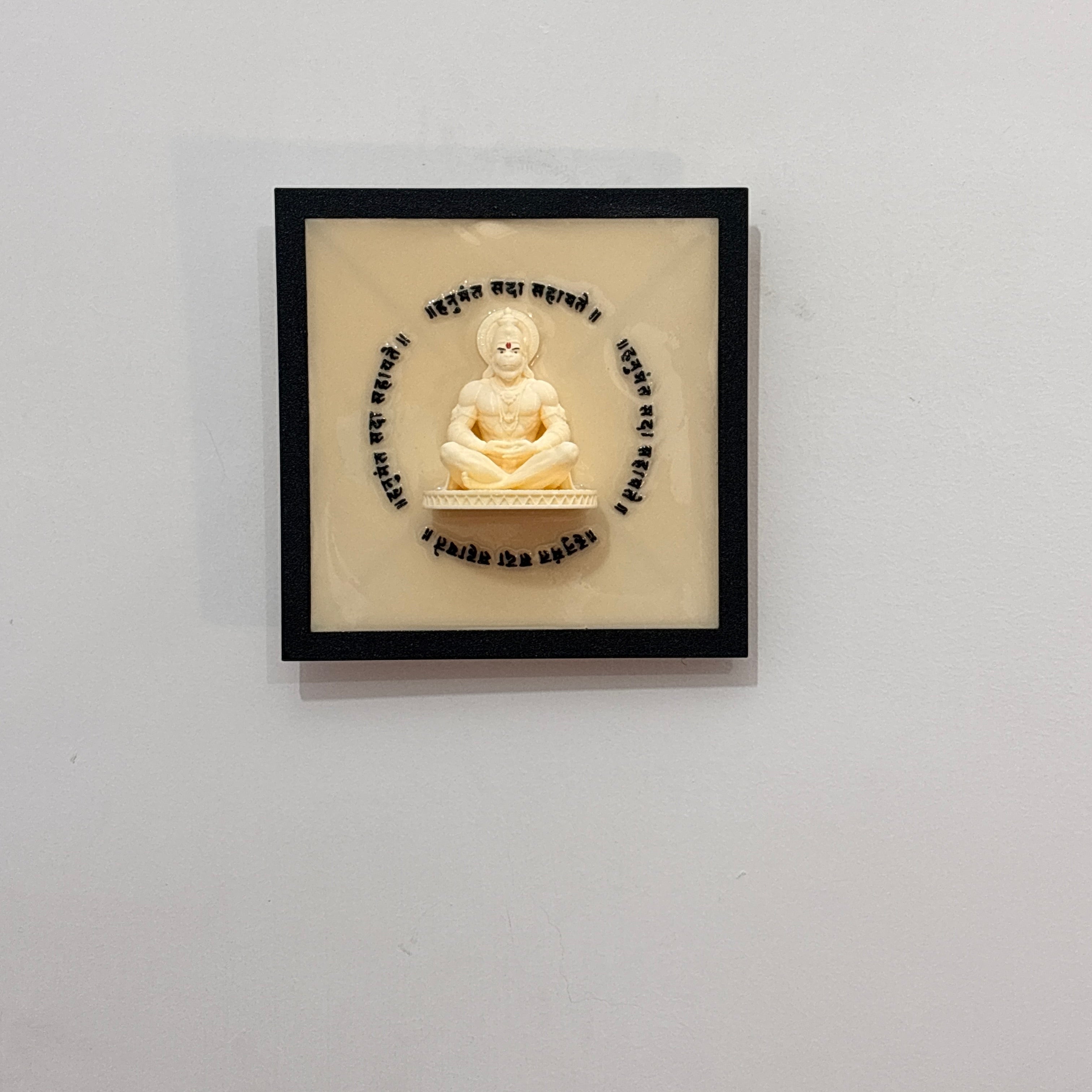 Cute Hanuman Mini Murti Wall Frame | 3D Printed & Resin Art Spiritual Wall Decor