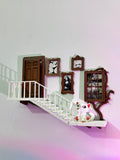 3D Printed Miniature Staircase Wall Shelf with Door & Mini Photo Frames