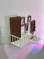 3D Printed Miniature Staircase Wall Shelf with Door & Mini Photo Frames