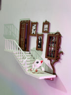 3D Printed Miniature Staircase Wall Shelf with Door & Mini Photo Frames