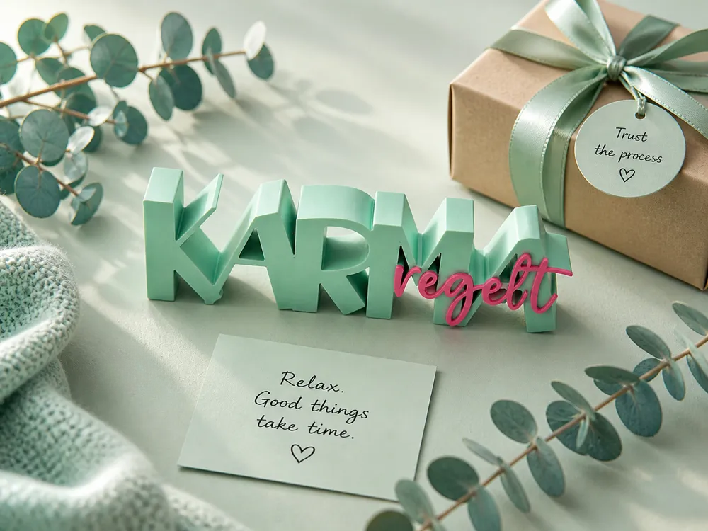 3D Printed "Karma Regelt" Boxy Lettering Sign | Freestanding Tabletop Decor & Gift