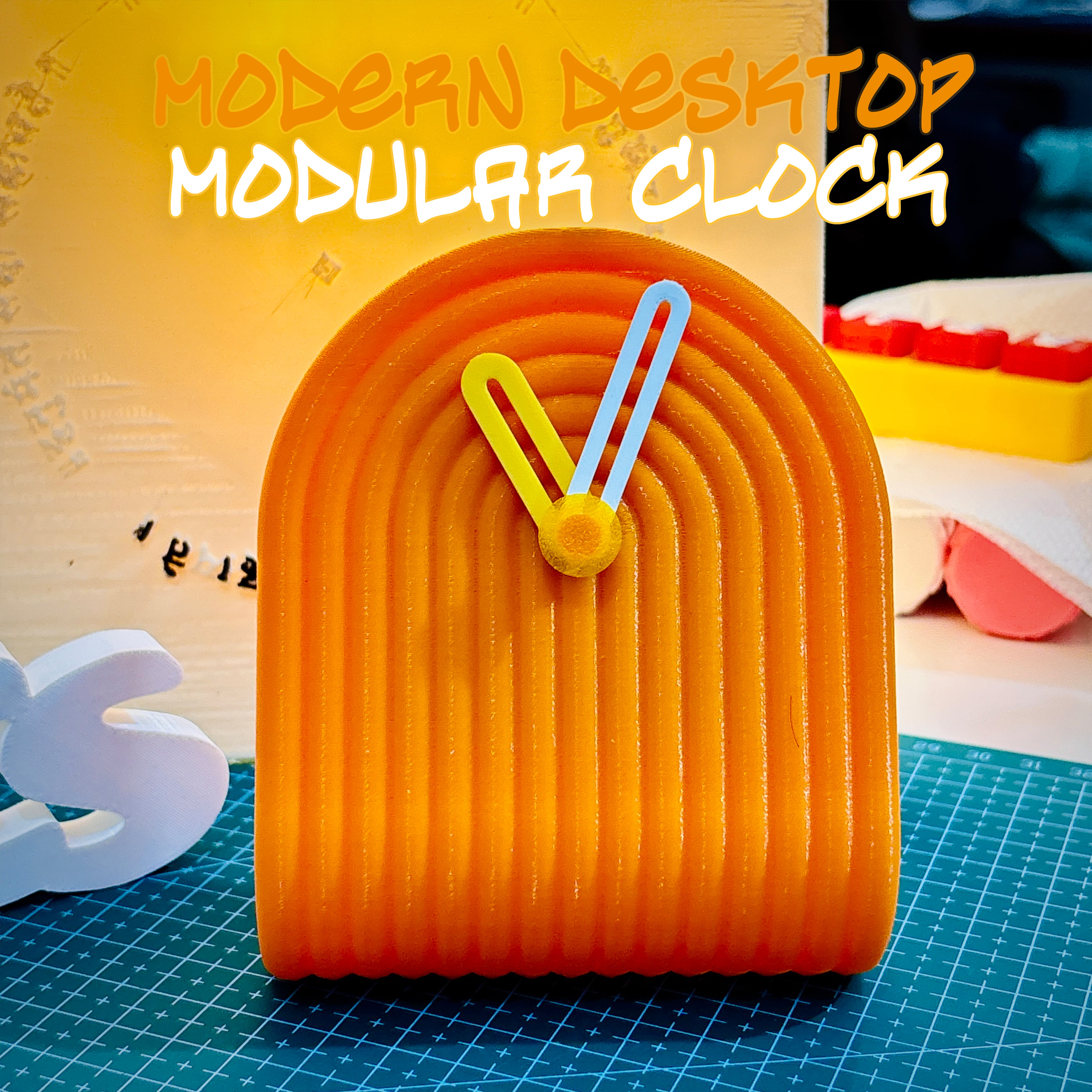 3D Printed Modern Modular Desk Clock | Bold Aesthetic Accent (Multiple Colors)