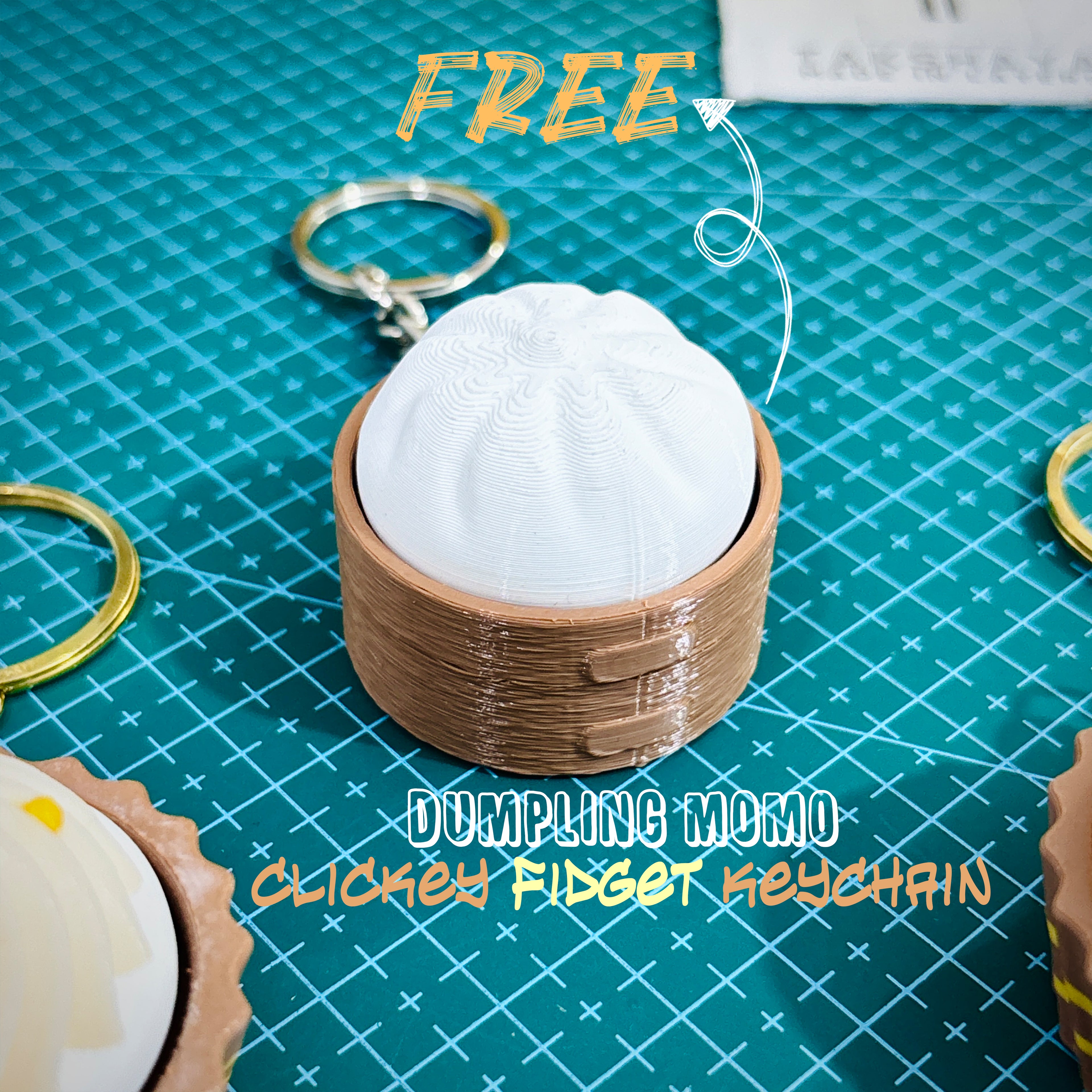 Clicky Fidget Cupcake & Donut Keychain Set (Pack of 2) + FREE Dumpling Momo Fidget Bag Tag