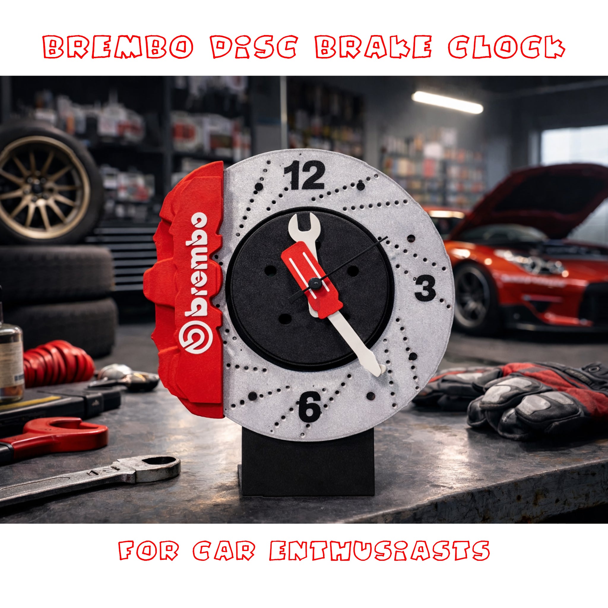 Brembo Inspired Disc Brake Clock | 3D Printed Desk & Wall Clock for Car Enthusiasts