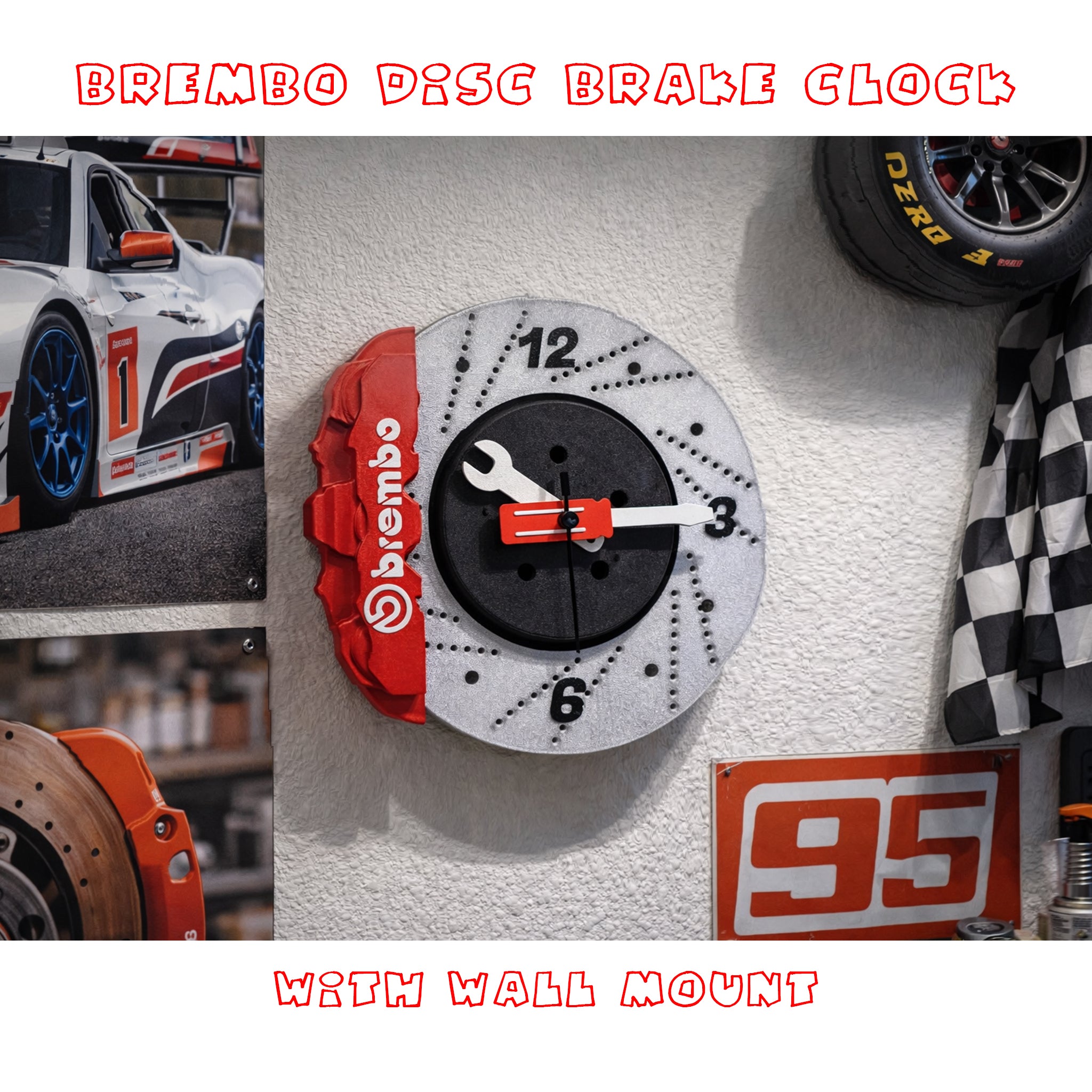 Brembo Inspired Disc Brake Clock | 3D Printed Desk & Wall Clock for Car Enthusiasts