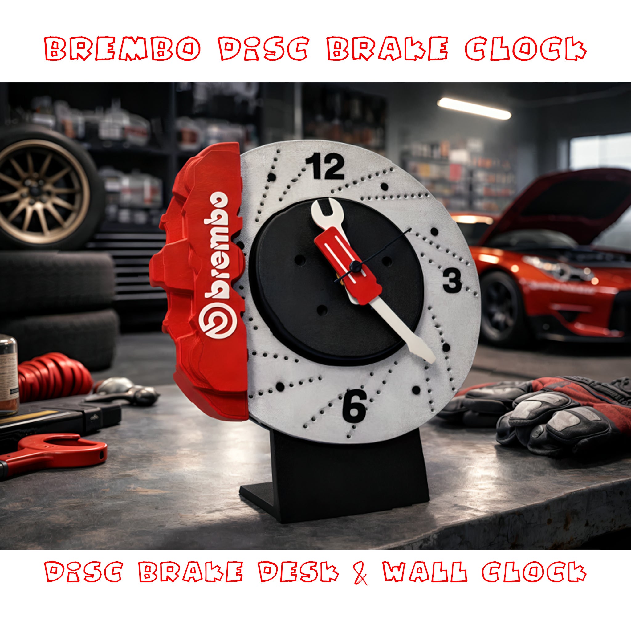 Brembo Inspired Disc Brake Clock | 3D Printed Desk & Wall Clock for Car Enthusiasts