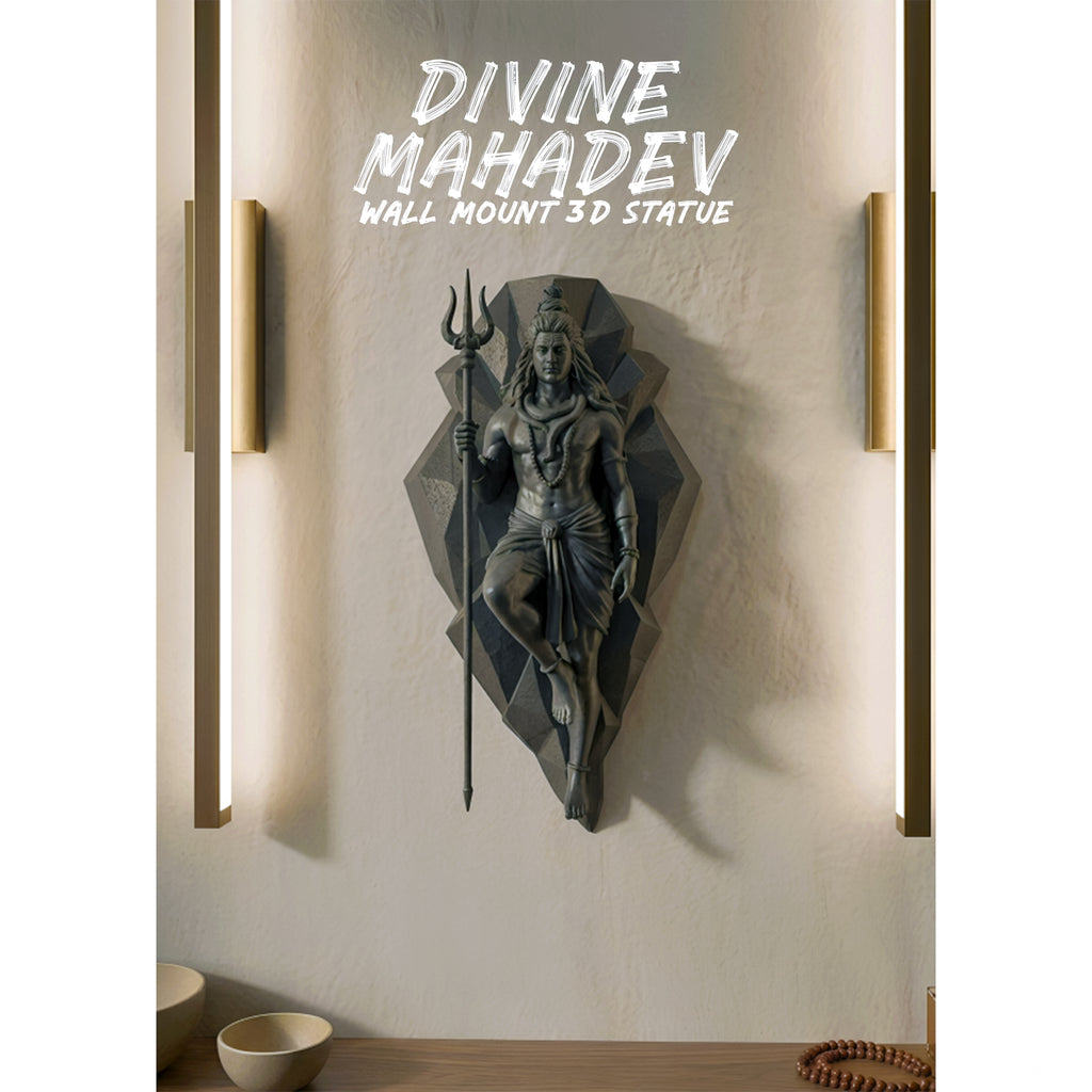 Divine Mahadev Wall Mount 3D Statue | Premium Lord Shiva Sculpture