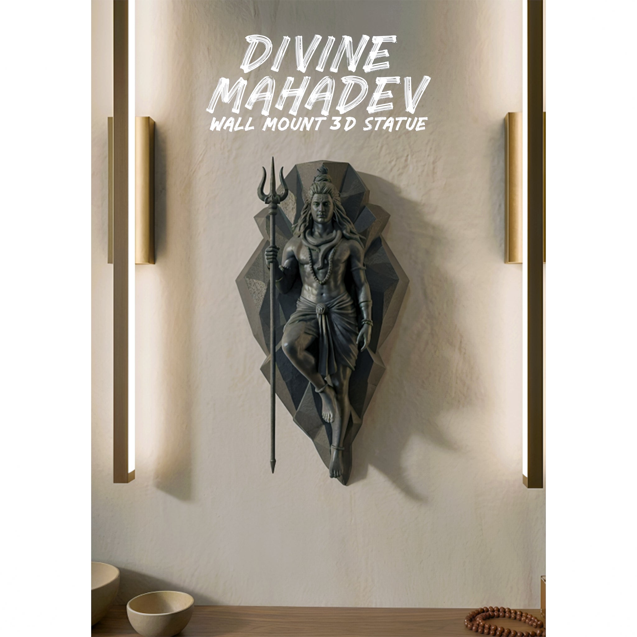 Divine Mahadev Wall Mount 3D Statue | Premium Lord Shiva Sculpture