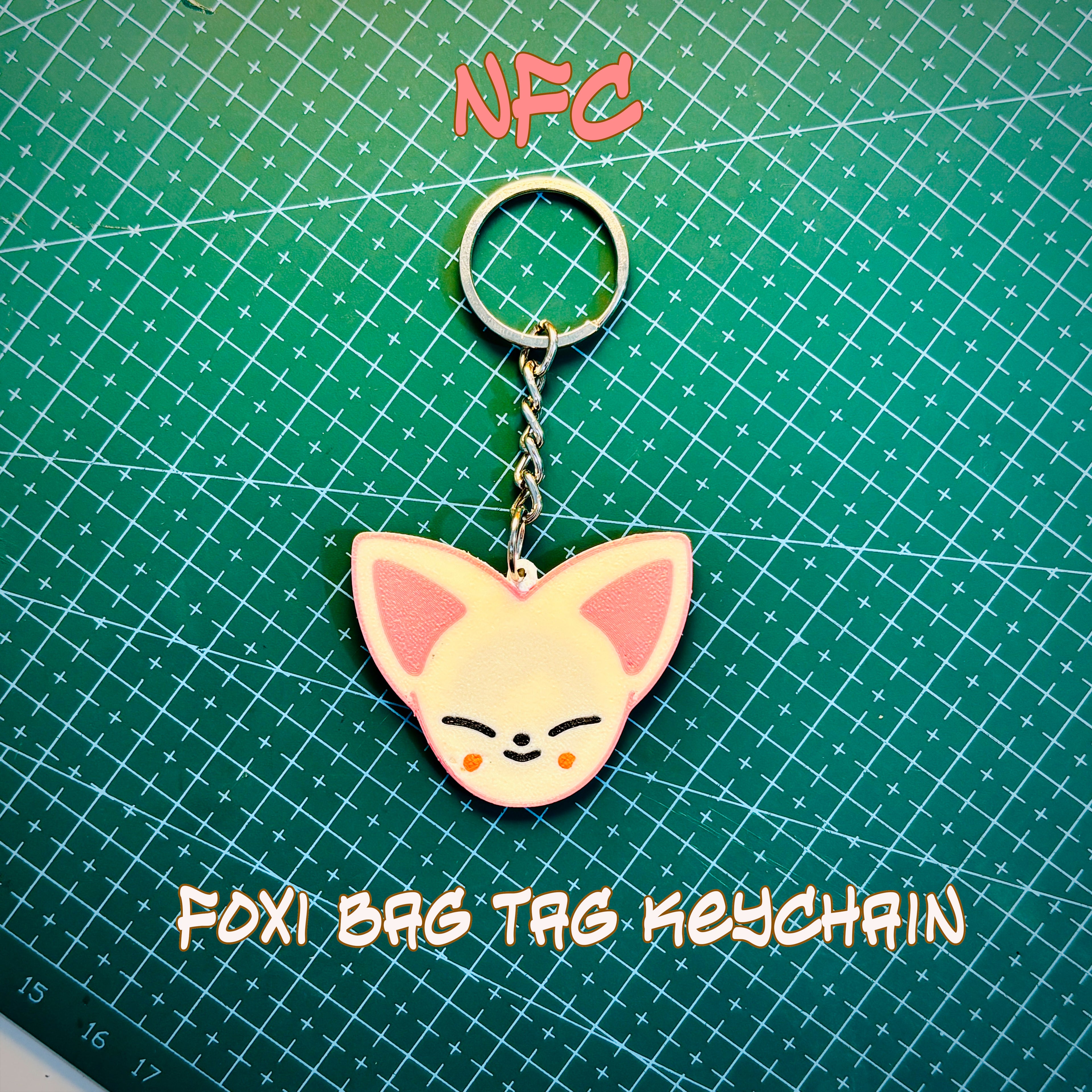 Smart NFC Foxi Character Bag Tag Keychain + FREE Mini Pouch Bag