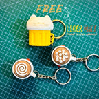 Latte Pop Fidget Clicker Keychain Set (Pack of 2) + FREE Beer Cat Fidget Bag Tag