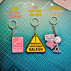Cute Aesthetic Meme Keychain Set (Pack of 3) + FREE Mini Pouch Bag | Bag Tag Set
