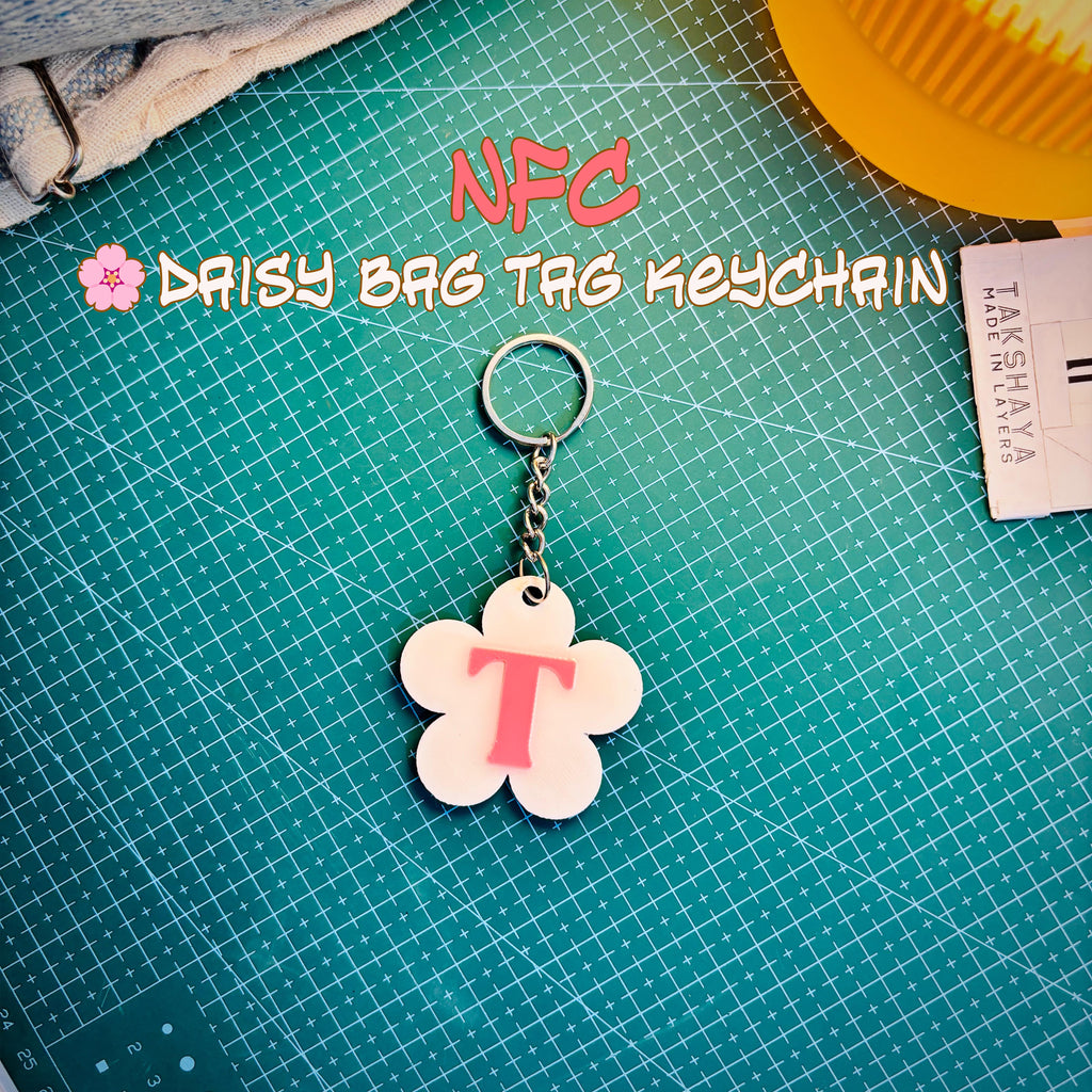 Personalized Smart NFC Daisy Keychain for Bag Tag | FREE Mini Pouch Bag