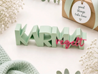 3D Printed "Karma Regelt" Boxy Lettering Sign | Freestanding Tabletop Decor & Gift