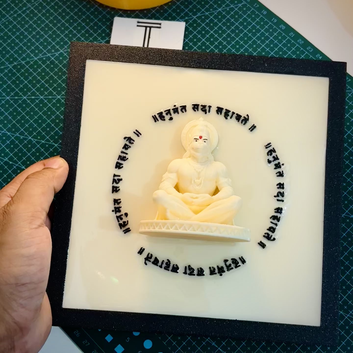 Cute Hanuman Mini Murti Wall Frame | 3D Printed & Resin Art Spiritual Wall Decor