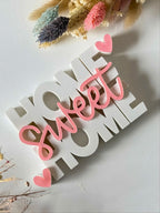 3D Printed "Home Sweet Home" Boxy Lettering Sign | Tabletop Decor & Housewarming Gift